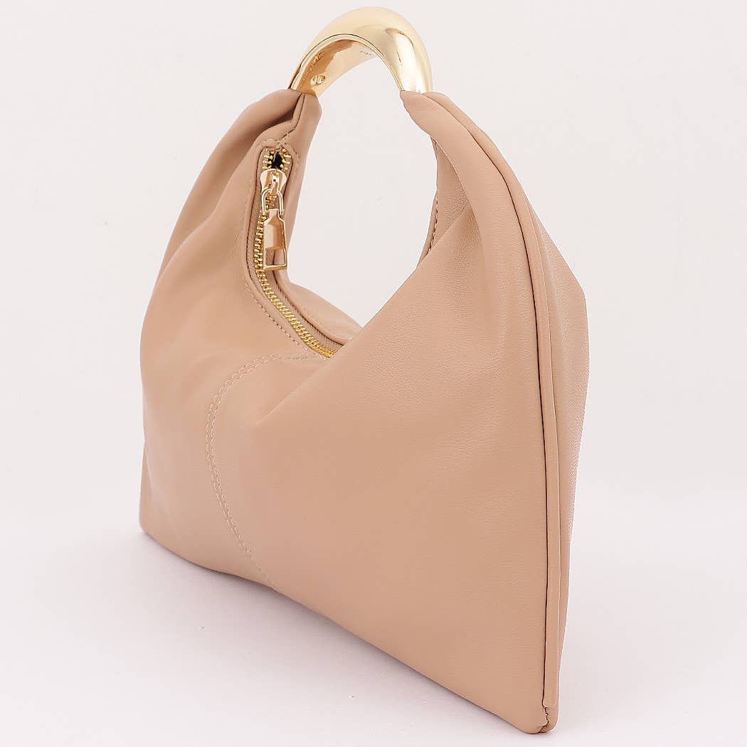 Metallic Top Handle Hobo Bag