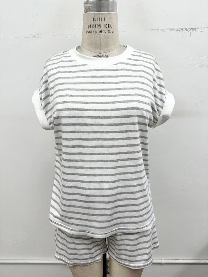 Striped Lounge Tee & Shorts Set