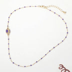 Football Charm Accent Dainty Beaded Game Day Chain Necklace