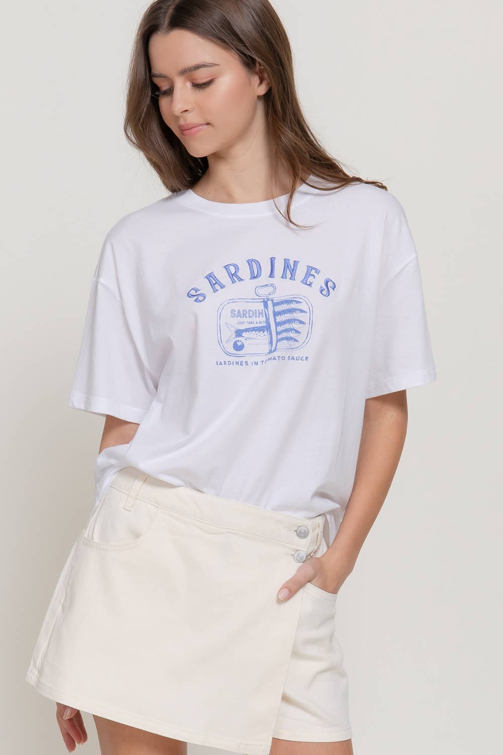 Short Sleeve Crew Neck Embroidery Crew Neck Top