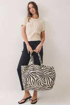 CB0017-Zebra Print Canvas Tote Bag