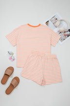 LAS Stripe Looks Contrast Drop Shoulder Loose Tee (S-4X)