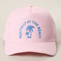 MENTALLY AT THE BEACH Embroidered Seersucker Trucker Hat