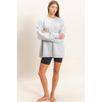 Acid Wash Crew Neck Long Sleeve Sweatshirt
