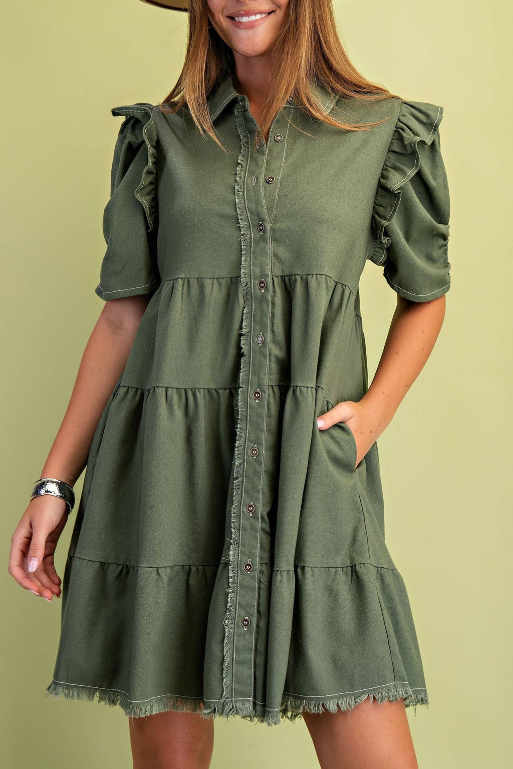 Linen Button Up Shirt Dress