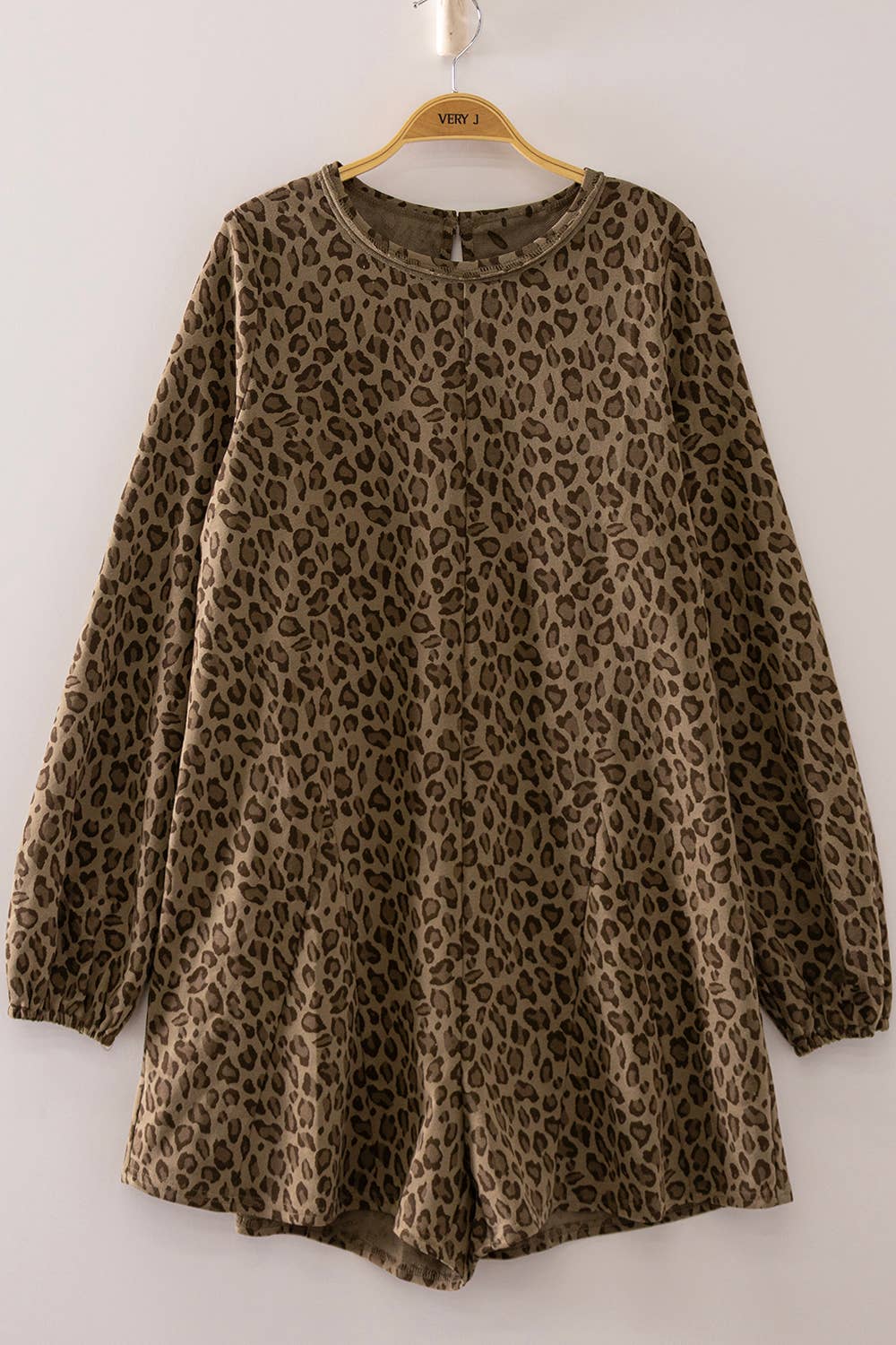 NP71141-Leopard Print Long Sleeve Romper