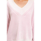 Striped V-Neck Ribbed Sweater