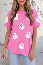 Sequin Halloween Ghost Graphic T Shirt | S-3XL