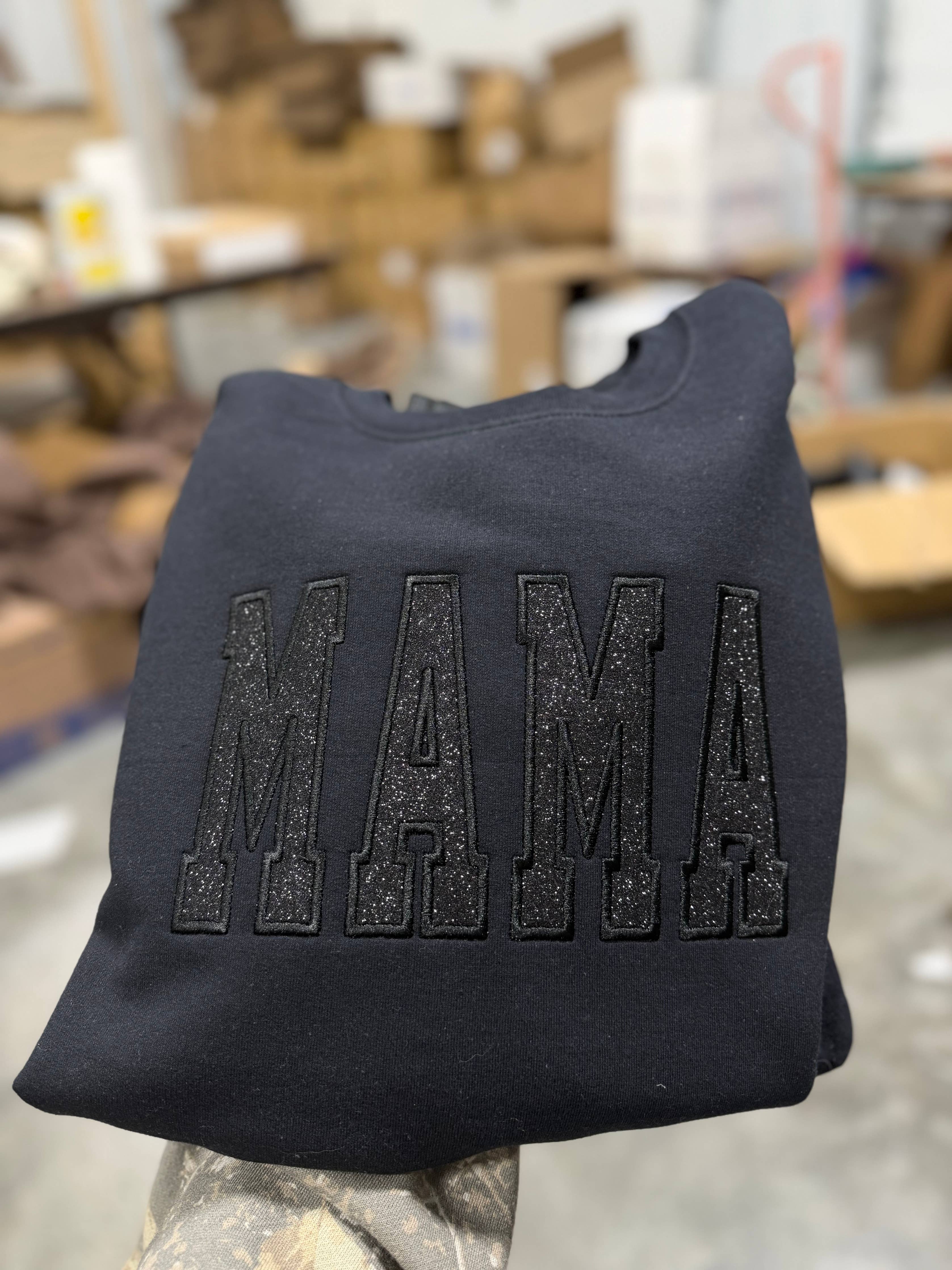 MAMA Embroidered Glitter crewneck
