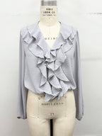 Ruffle Cascade V-Neck Blouse