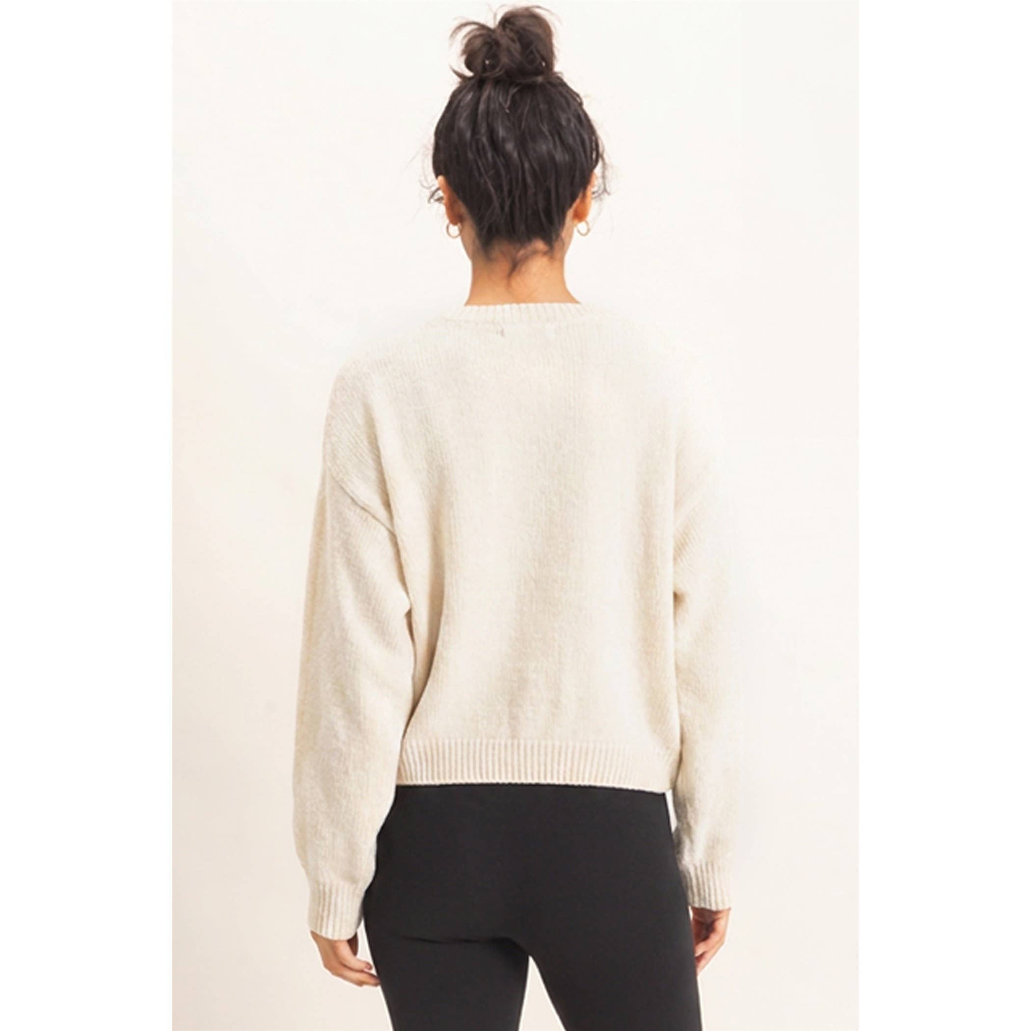 Chenille Crew Neck Sweater