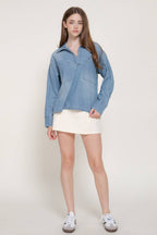 Long Sleeve Pullover Denim Shirt