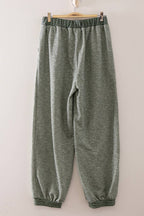 NT12845SET-Contrast Rib Trim Heathered Knit Lounge Set