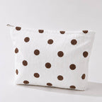CORDUROY POLKA DOT COSMETIC MAKEUP POUCH BAG | 40P625