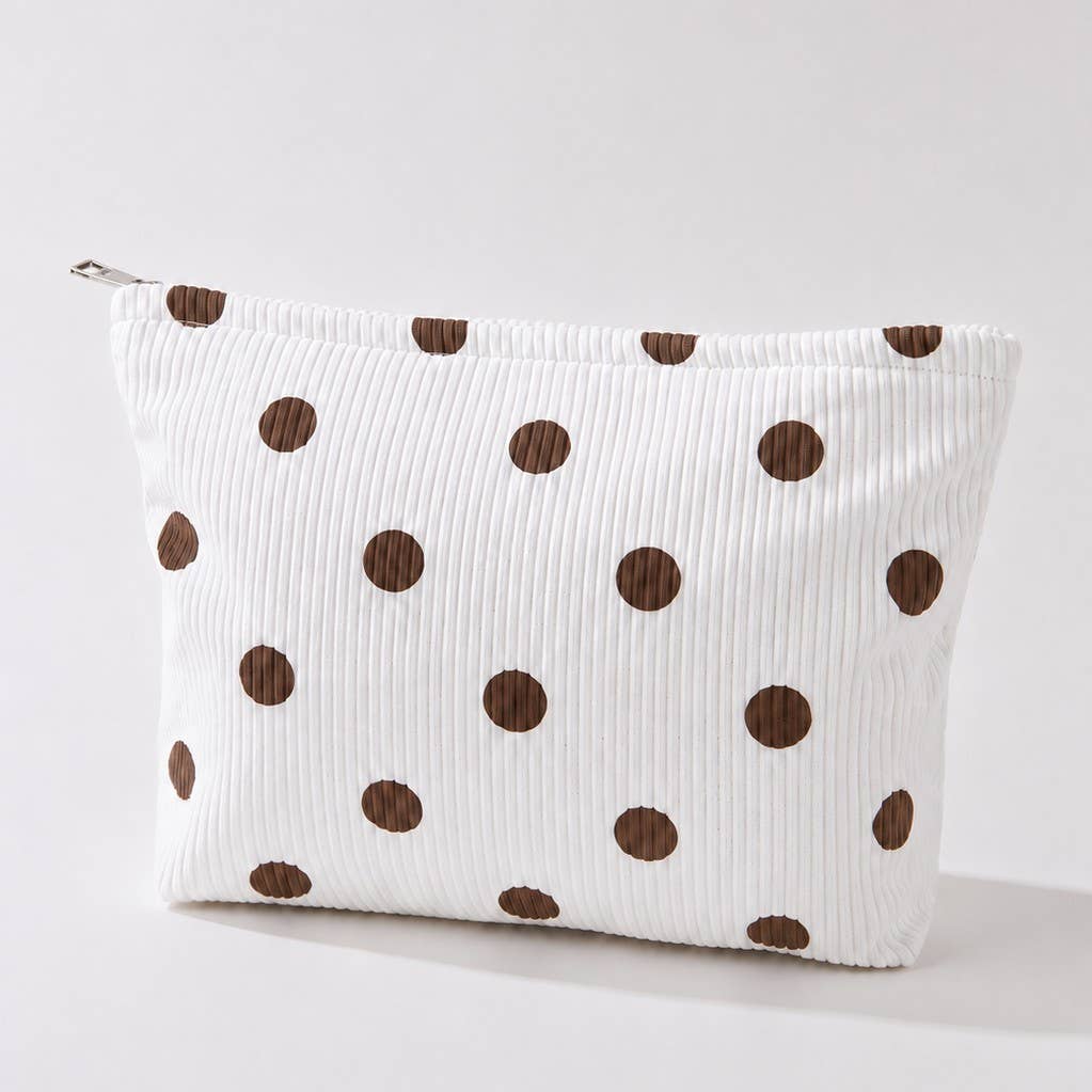 CORDUROY POLKA DOT COSMETIC MAKEUP POUCH BAG | 40P625