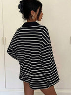 Striped Polo Lounge Set Resort Textured Collared Oversized