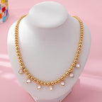 Oval Stone Beaded Ball Chain necklace | 80N92776