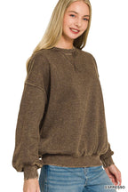Acid Washed Fleece Oversized Pullover