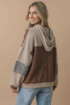 Two-tone Leopard Print Color Block Jacket