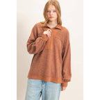 Ribbed Knit Half-Zip Pullover