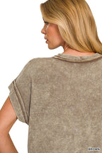 Ribbed Acid Washed Rayon Top