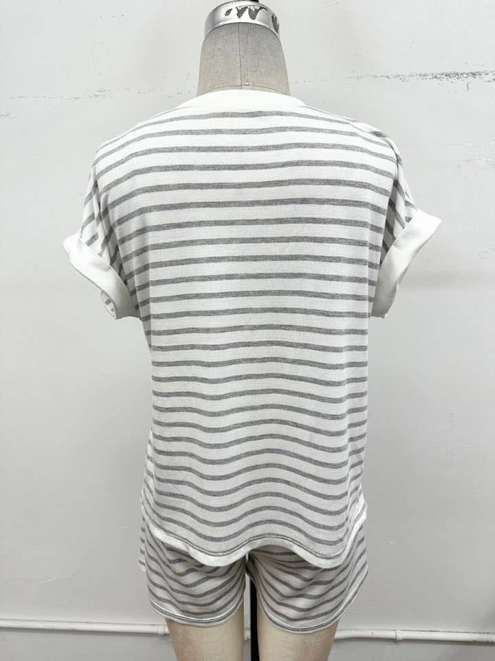 Striped Lounge Tee & Shorts Set
