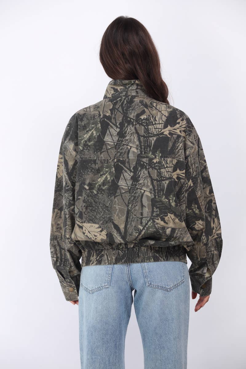 Camo Oversized Bomber Jacket