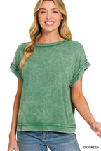 Ribbed Acid Washed Rayon Top