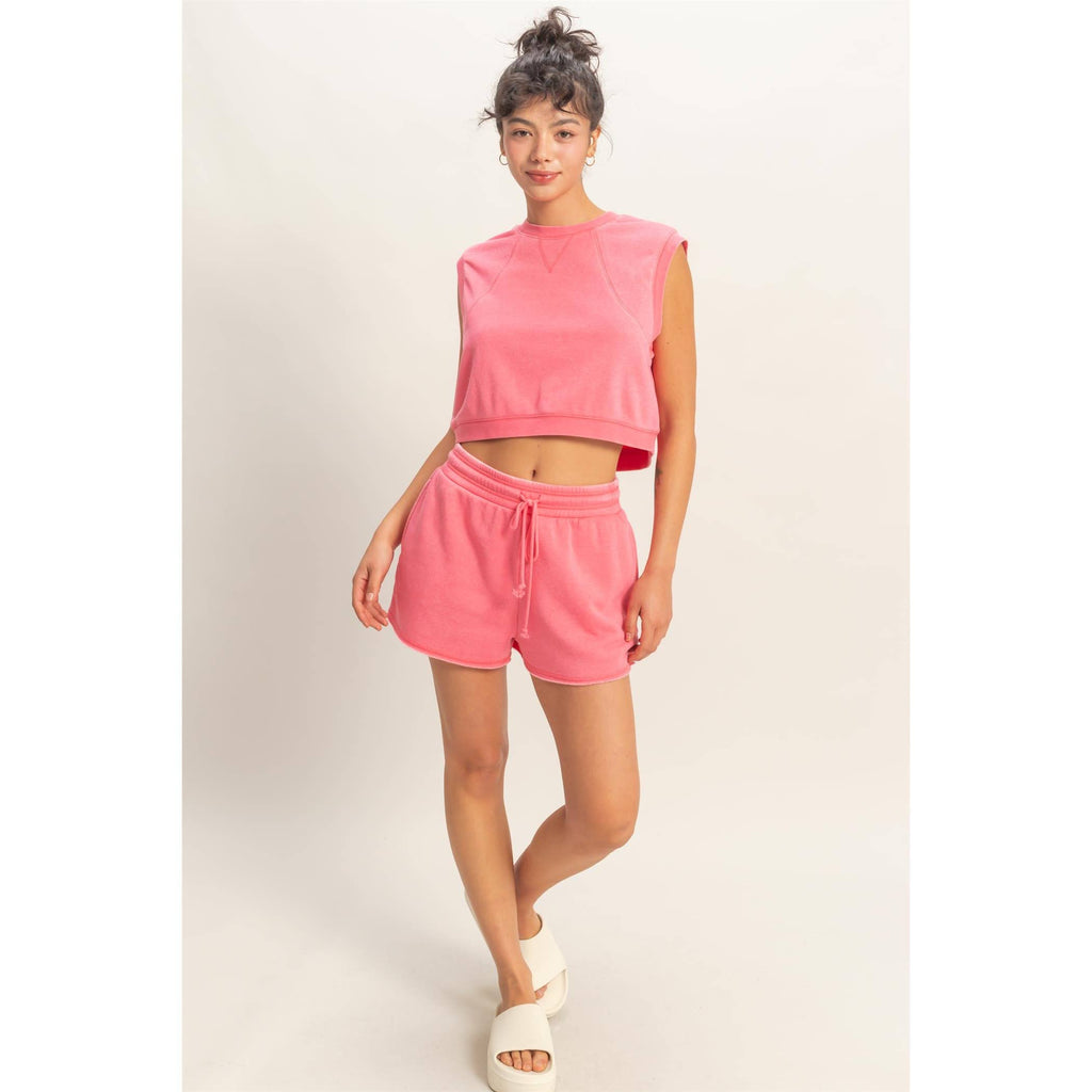 Burnout French Terry Sleeveless Top & Shorts Set