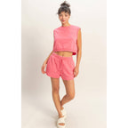 Burnout French Terry Sleeveless Top & Shorts Set