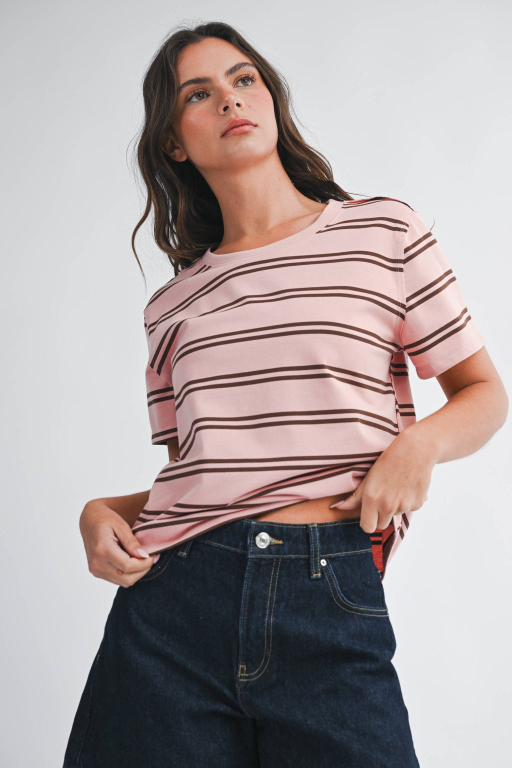 8510HN Striped Boxy Short Sleeve Tee