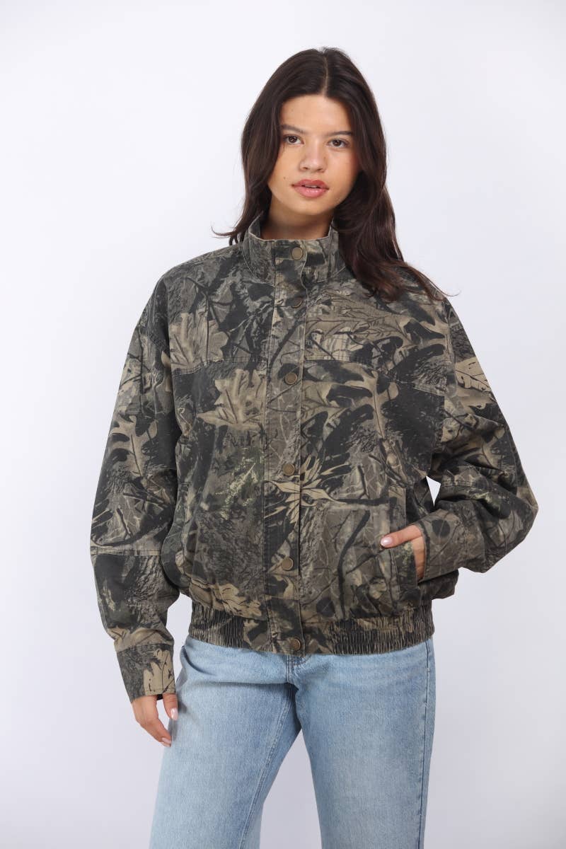 Camo Oversized Bomber Jacket
