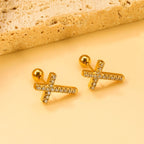 18K STAINLESS STEEL TARNISH FREE CROSS EARRINGS | 40E508
