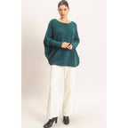 Chenille Boat Neck Dolman Sleeve Sweater