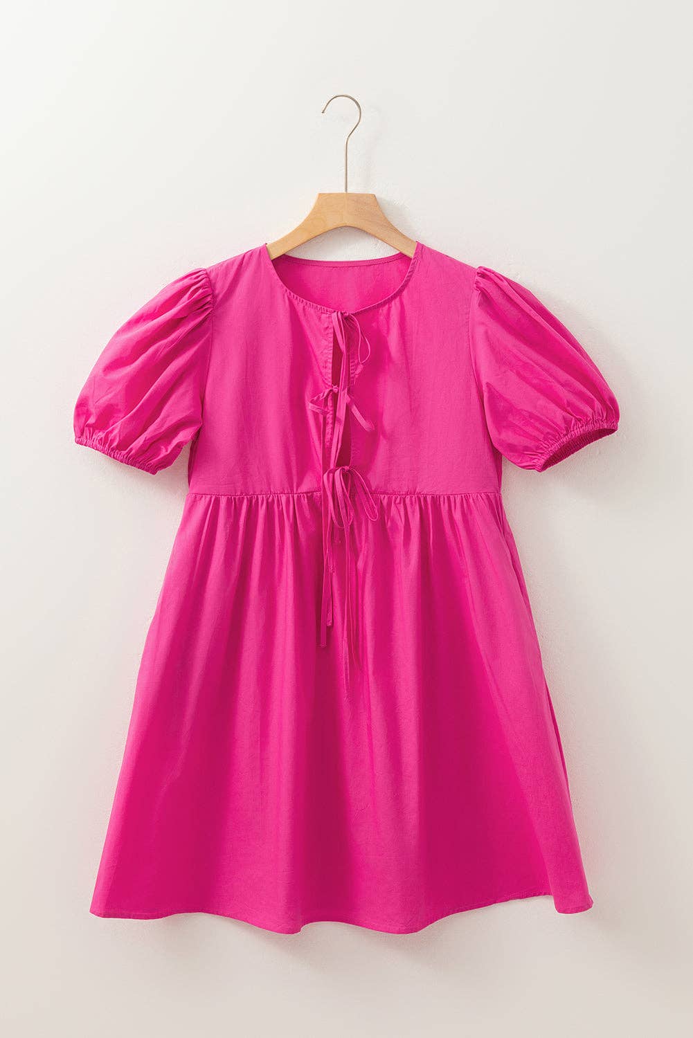 Pink Puff Sleeve Mini Dress