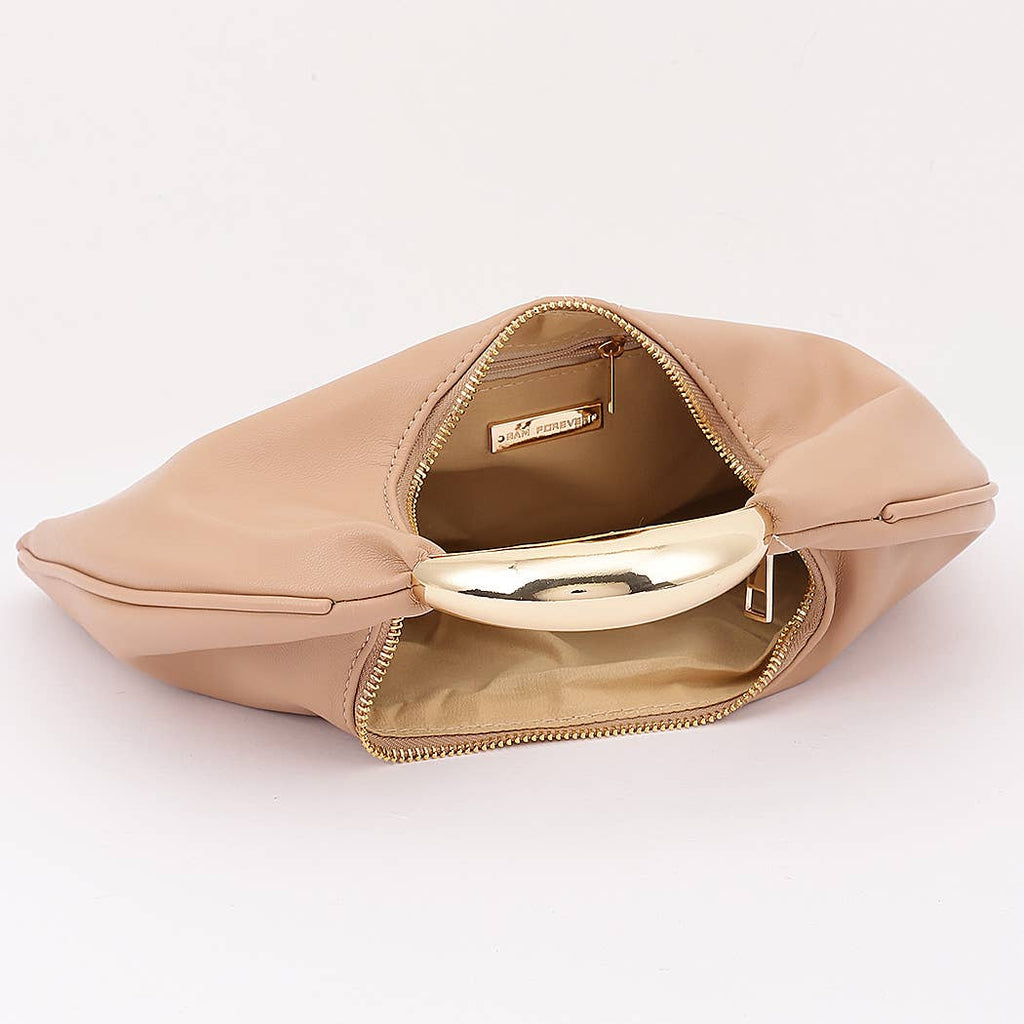 Metallic Top Handle Hobo Bag