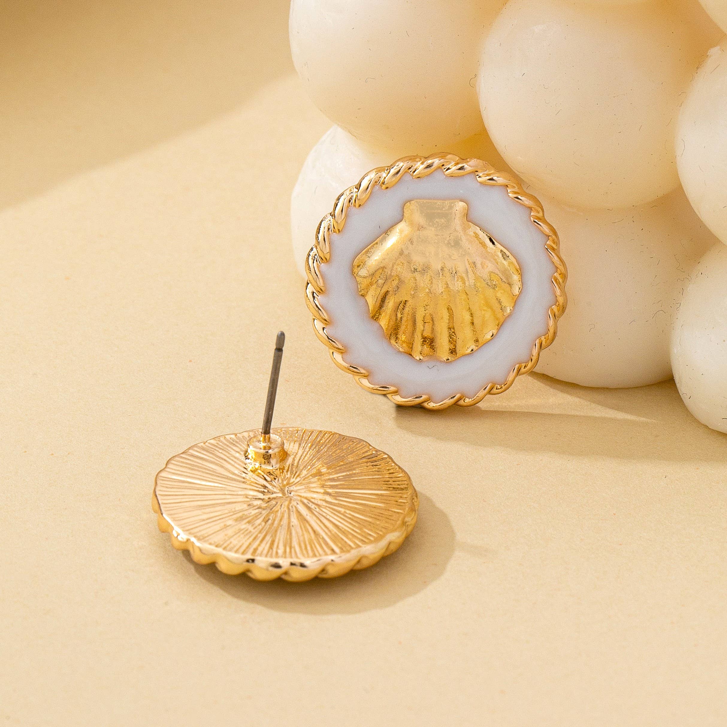 Nautical Seashell Enamel Stud Earrings | 80E62125