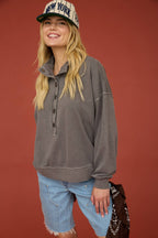 MOCK NECK HENLEY LONG SLEEVE KNIT TOP