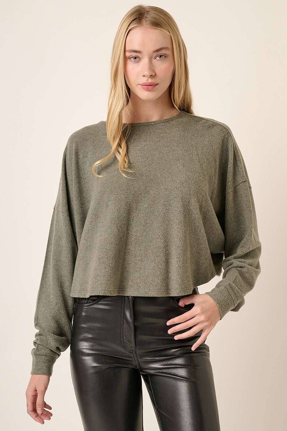 H14455-BRUSHED HACCI OVERSIZE RUCHED BACK TOP
