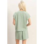 Cap Sleeve Boxy Top And Shorts Set