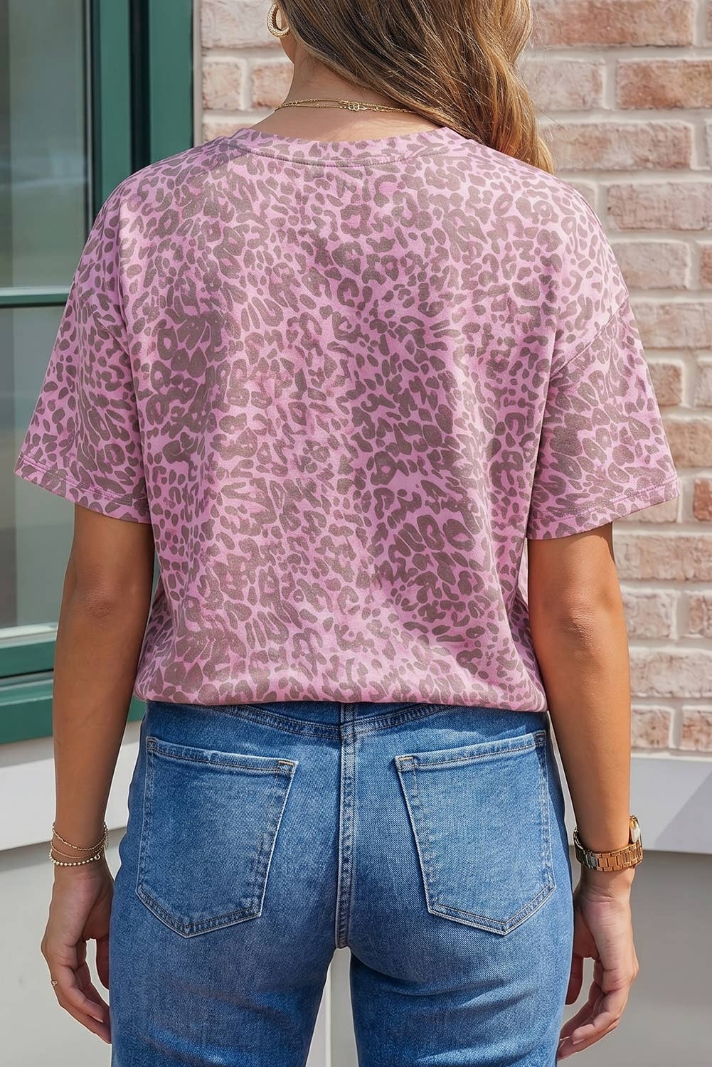 Leopard Retro Studded Star Patch Loose Tee