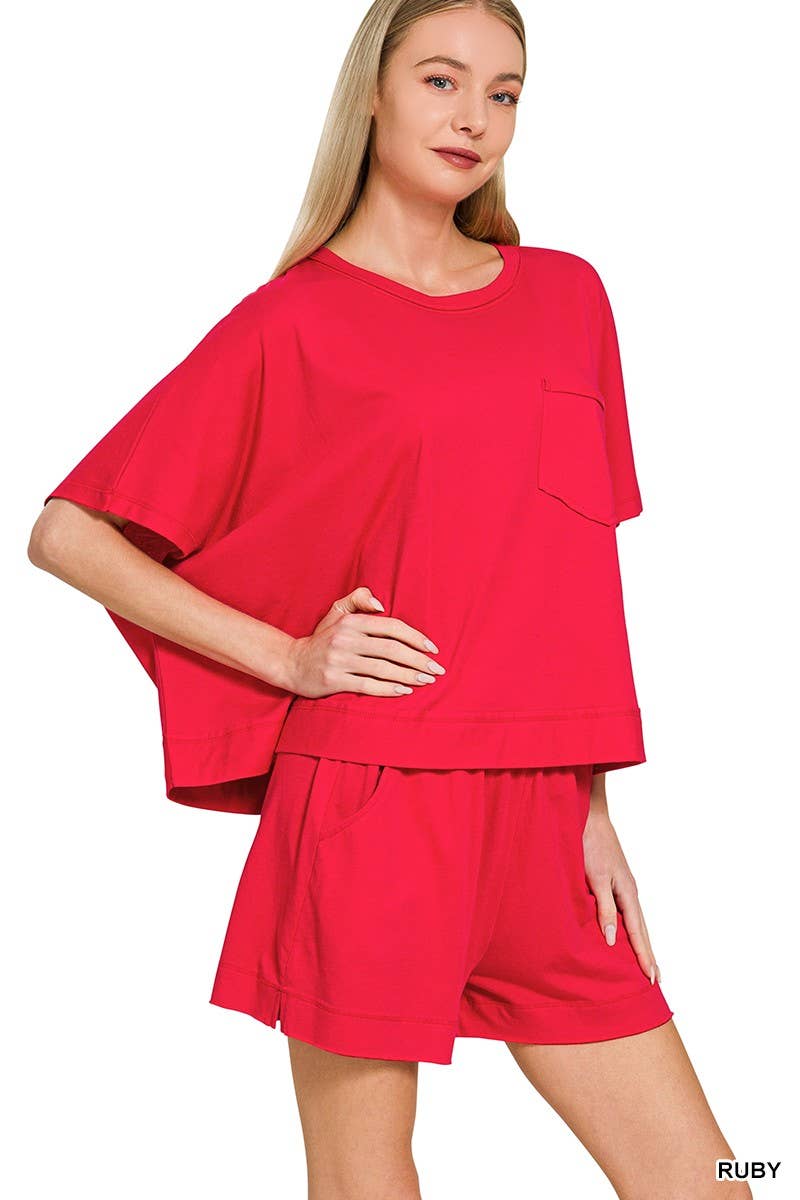 Exposed Seam Boxy Top N Shorts Set