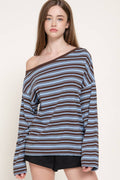 Long Sleeve Asymmetric Stripe Top