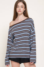 Long Sleeve Asymmetric Stripe Top