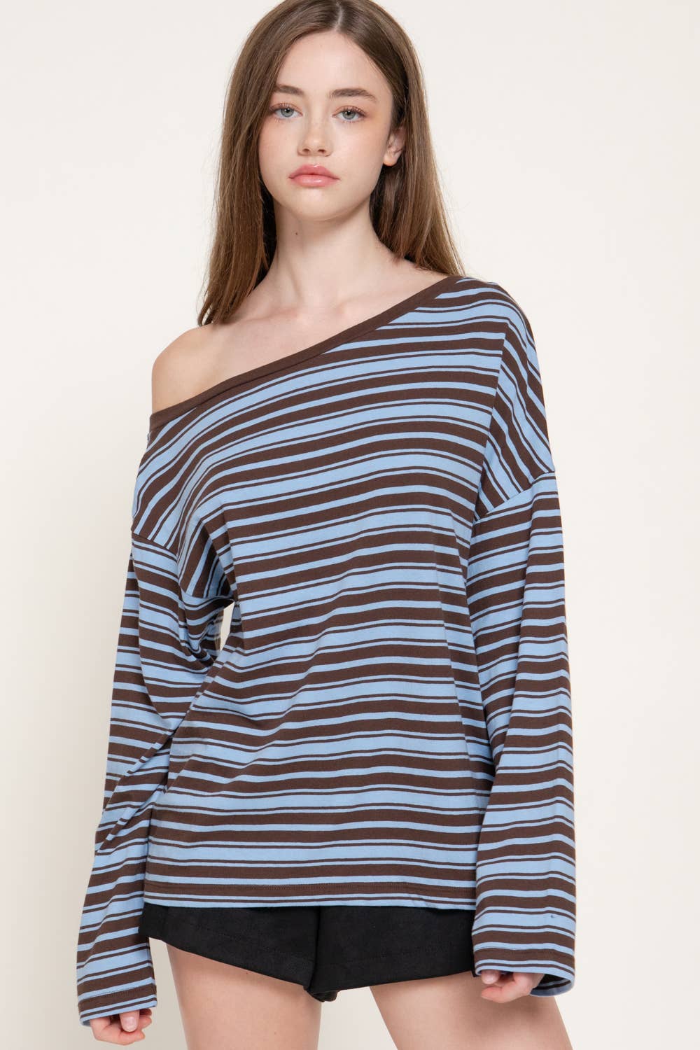 Long Sleeve Asymmetric Stripe Top