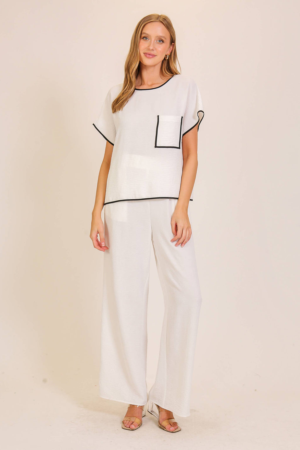 Contrast Trim Two-Piece Lounge Set