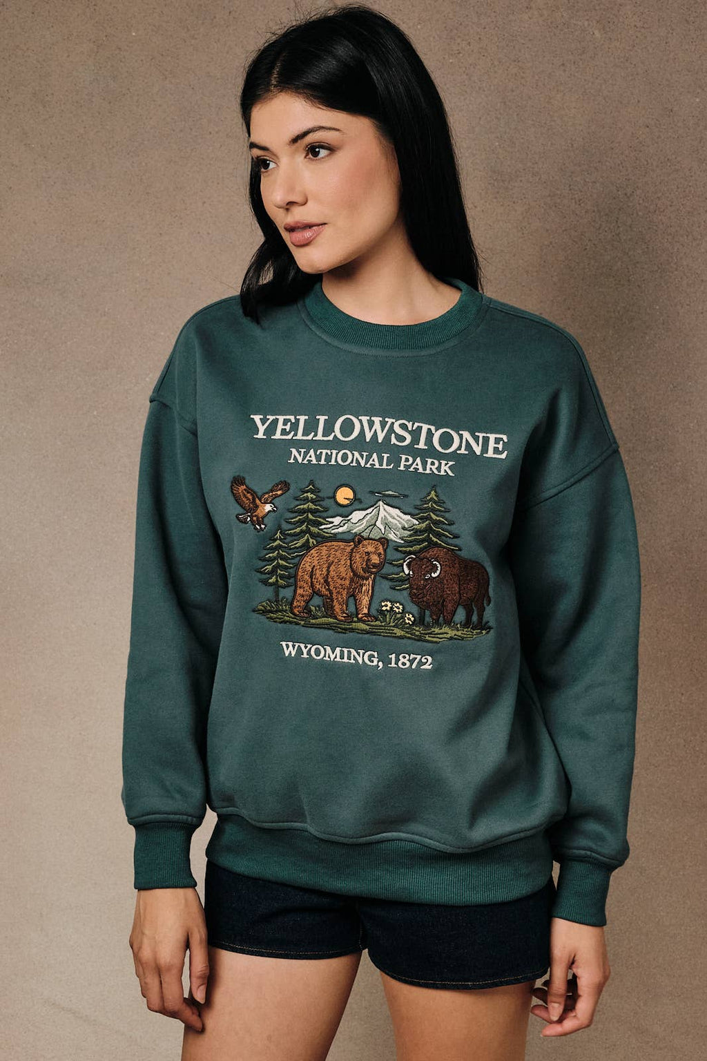 Yellowstone National Park Embroidered Crewneck Sweatshirt