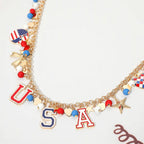 American USA Flag Star Necklace