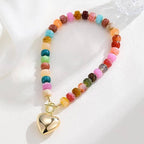 MULTI BEADED HEART CHARM TOGGLE NECKLACE | 40NK9700
