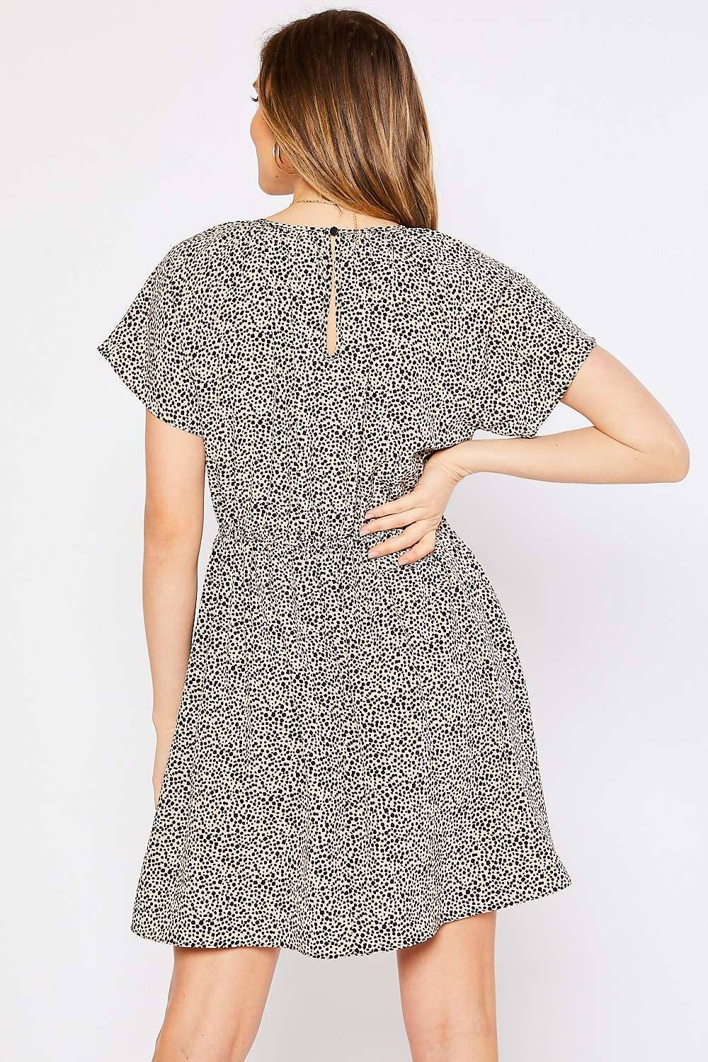 ANIMAL PRINT FLARE SLEEVES SMOCKED WAIST